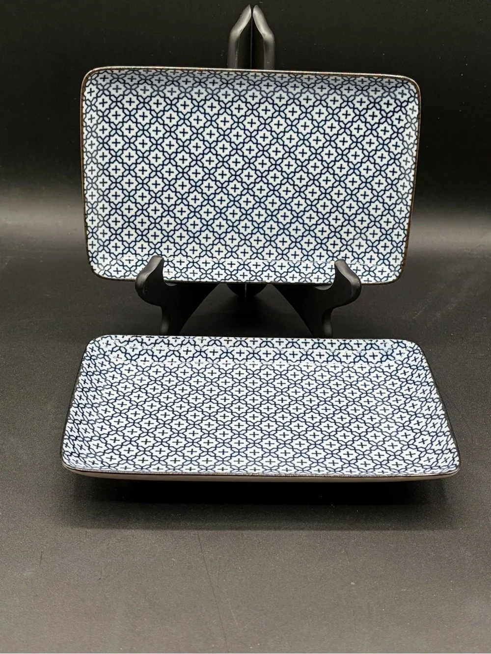 Set Of 2 Nishido Kiln Sashiko Sushi Platters 1970-1990 Porcelain Japan 1970-1990